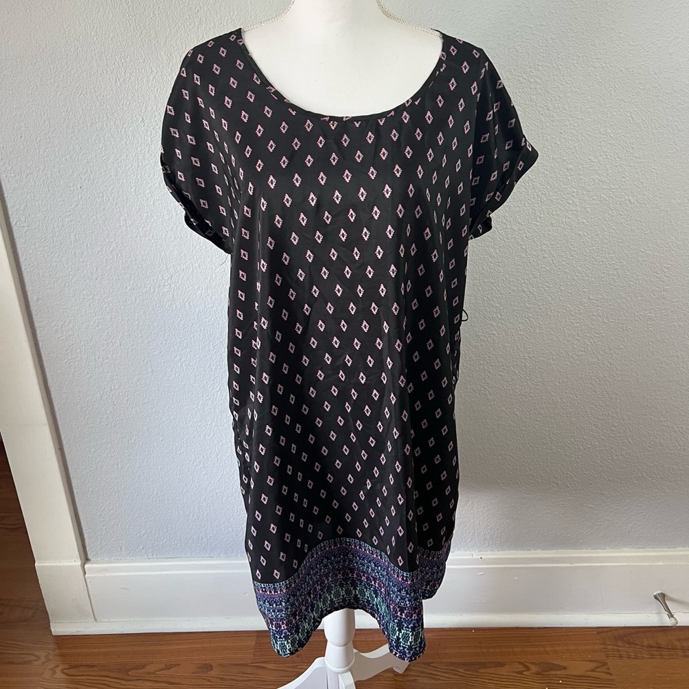 Hippe Rose Black with Pink & Blue Diamonds patterned Dress